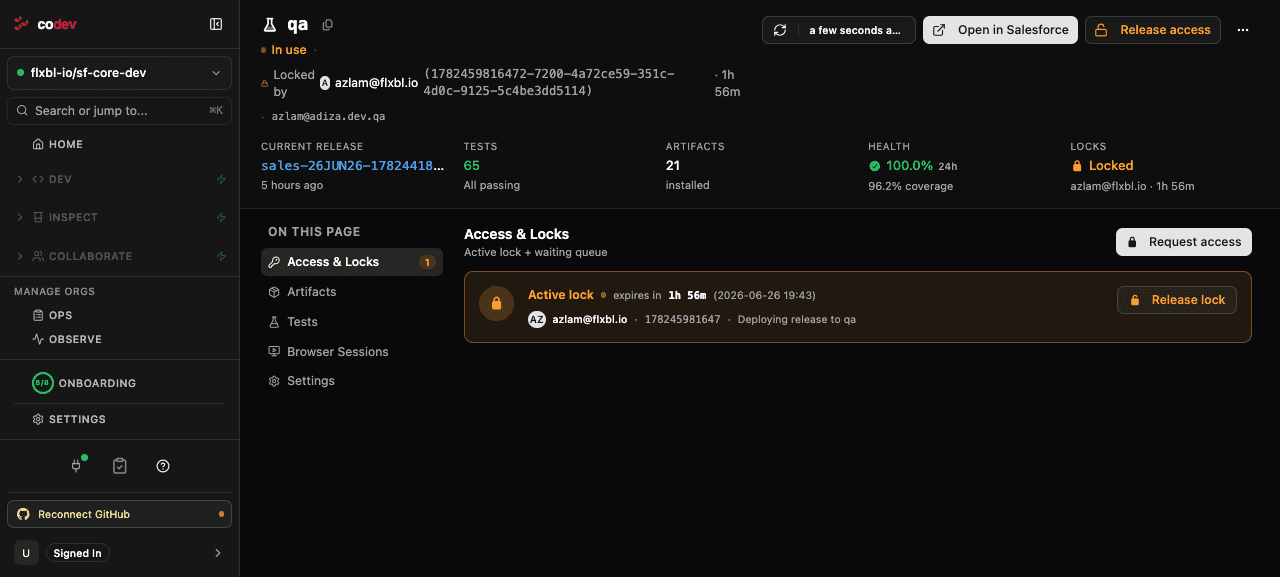 An environment with an active lock