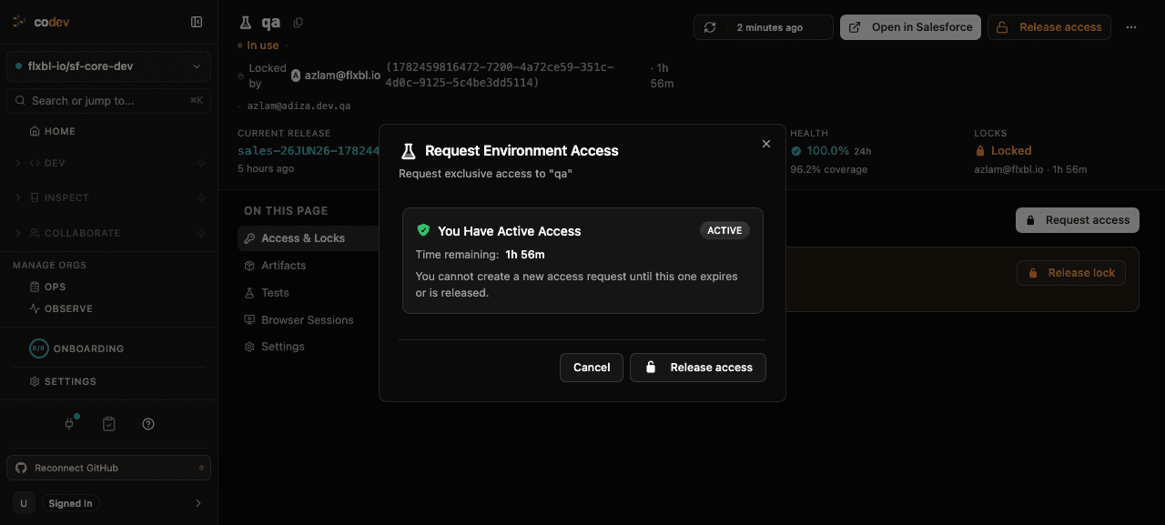 Requesting exclusive access