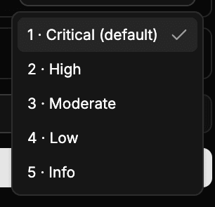 Code Analyzer severity threshold options