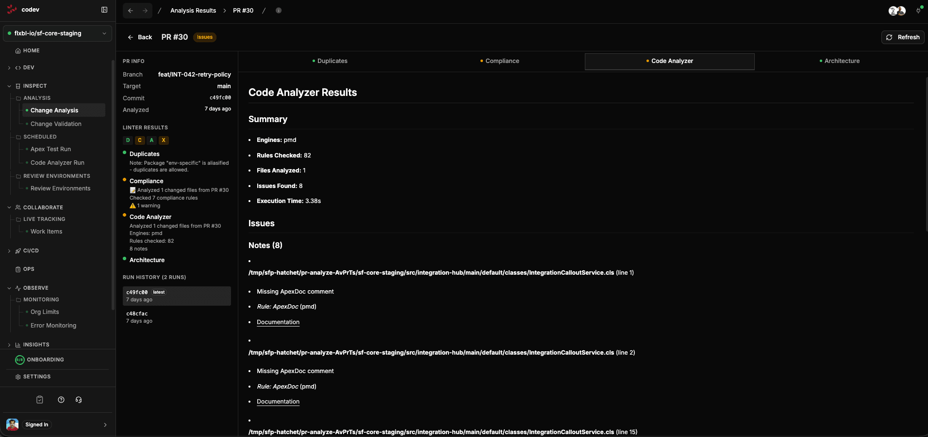Code Analyzer Results
