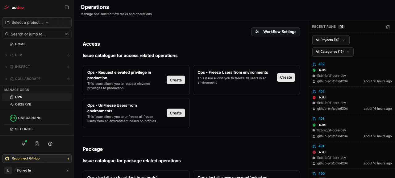 The Operations catalogue