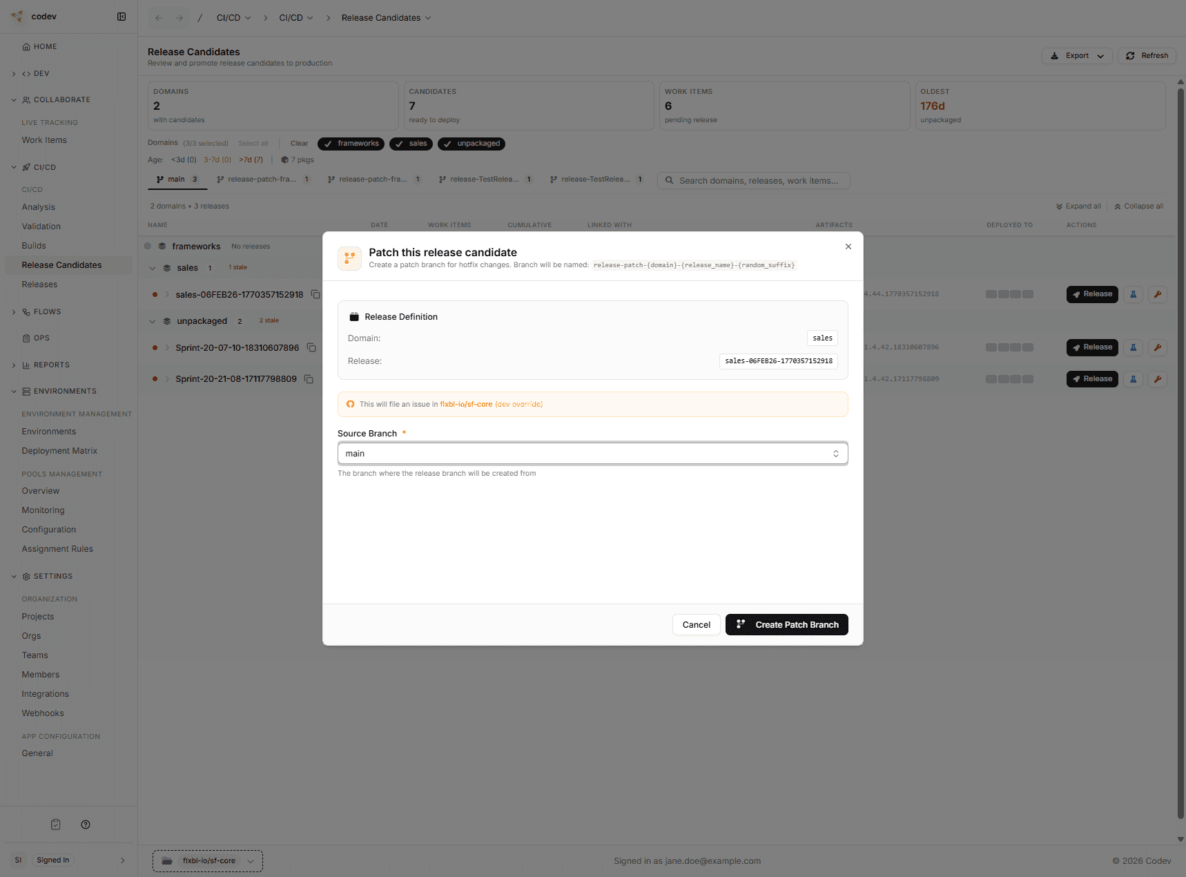 Patch dialog