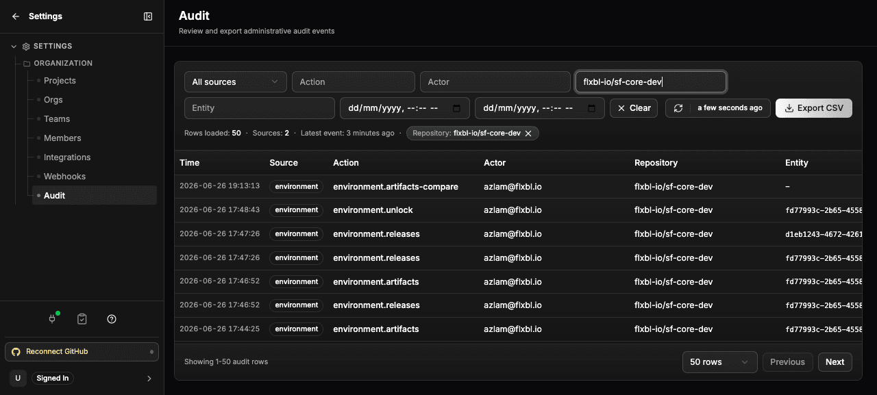 The Audit log